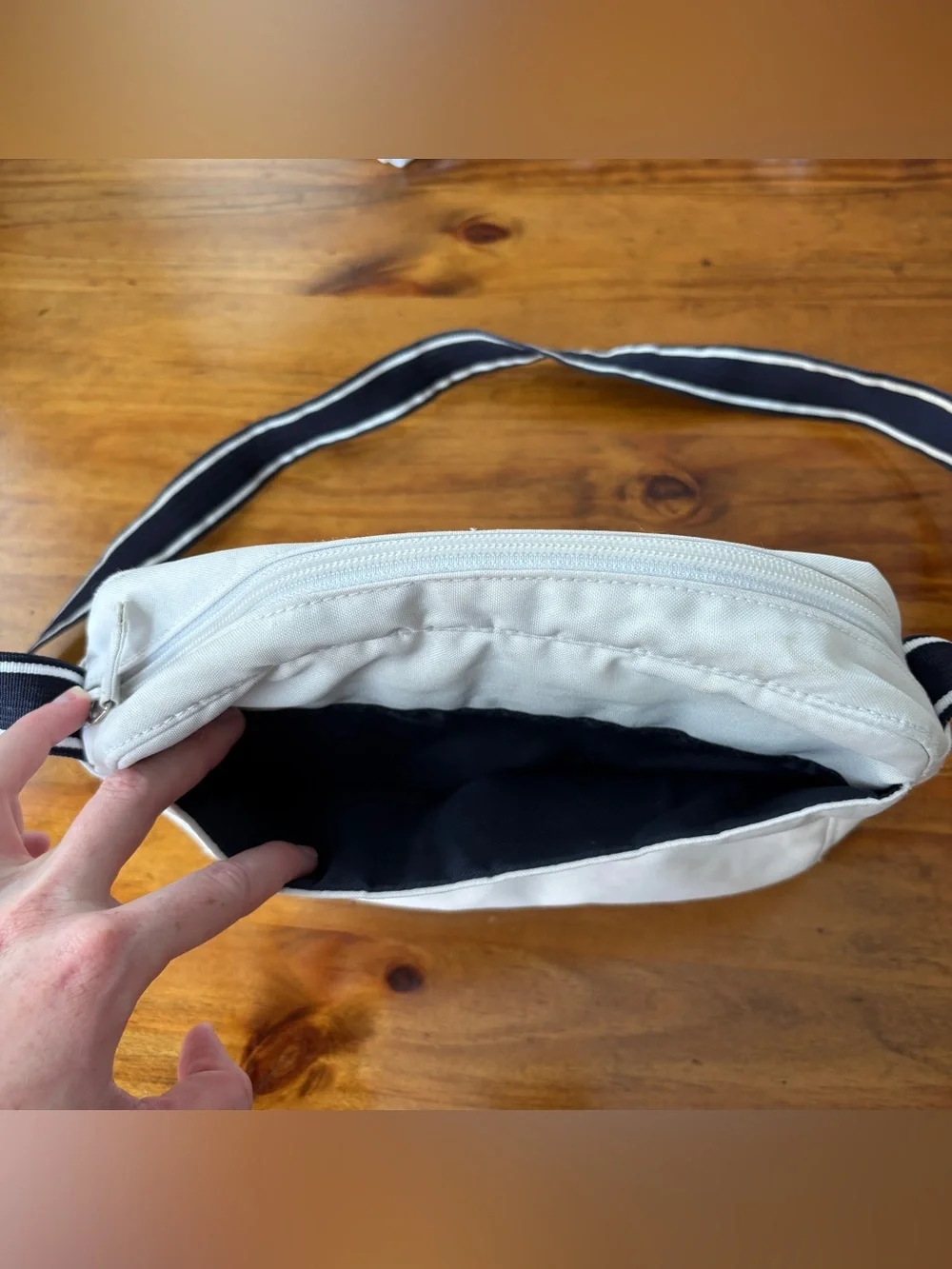 Vintage Lauren Ralph Lauren Blue and White Nylon Crossbody Bag / Belt bag